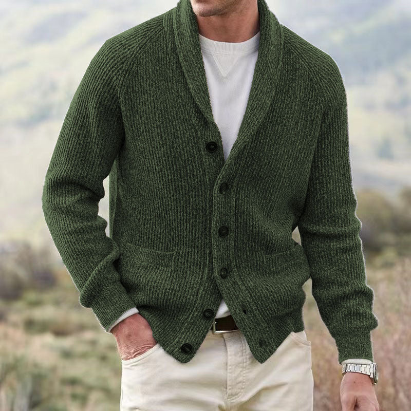 Herren Strickjacke mit trendigem Grobstrickmuster und praktischen Taschen Drune
