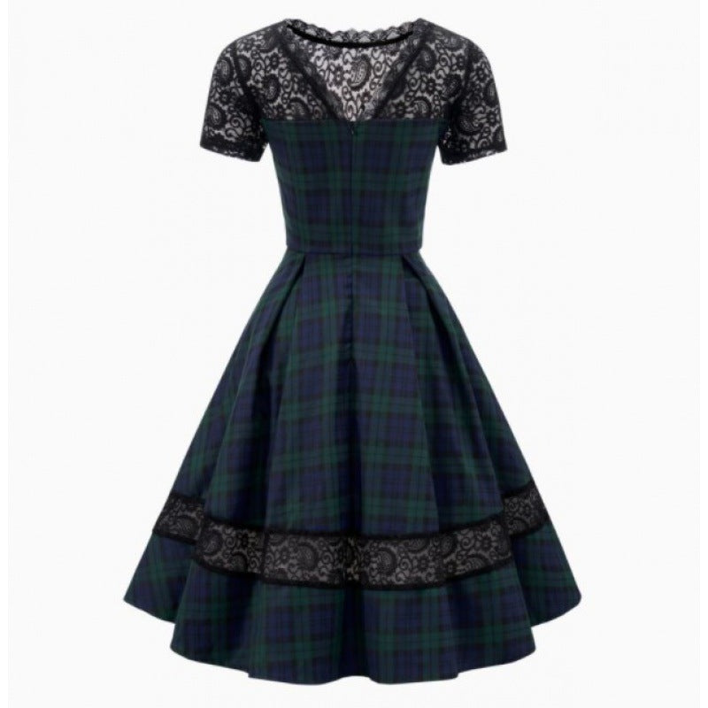 Damen Abendkleid mit Spitzenapplikationen und schwingendem Rock Drune