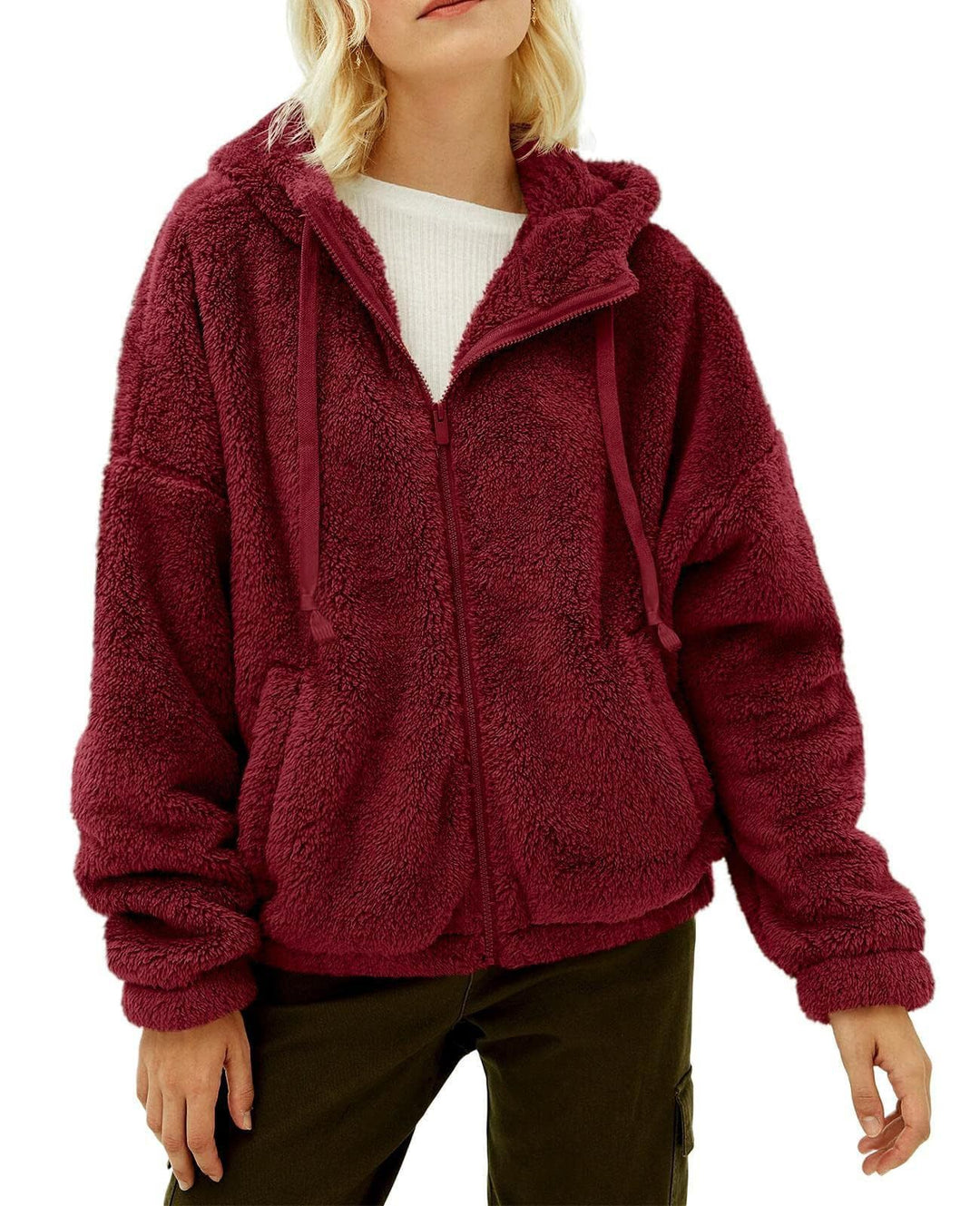 Damen Kuschelige Fleecejacke mit hohem Kragen und Reißverschluss Drune