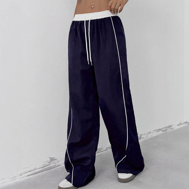 Damen lässige Sporthose mit elastischem Bund und Kontrastnähten Drune
