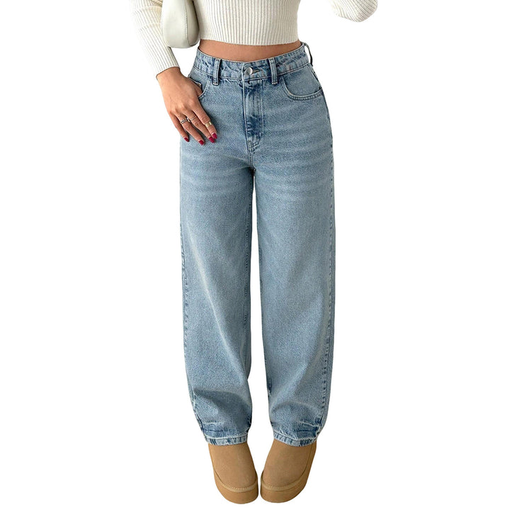 Damen Relaxed-Fit High‑Waist Jogger-Jeans mit elastischem Knöchelabschluss Drune