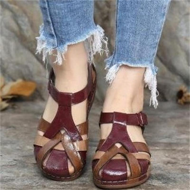 Damen Bequeme geschlossene Riemchensandalen mit verstellbarem Knöchelriemen und gepolsterter Komfortsohle Drune