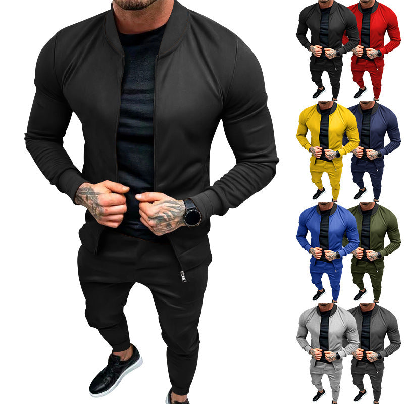 Herren nan sportlicher Freizeit-Trainingsanzug mit taillierter Bomberjacke und konisch zulaufender Jogginghose aus elastischer Baumwollmischung Drune