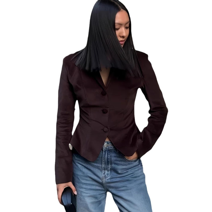 Damen elegante Blazerjacke mit tailliertem Schnitt Drune