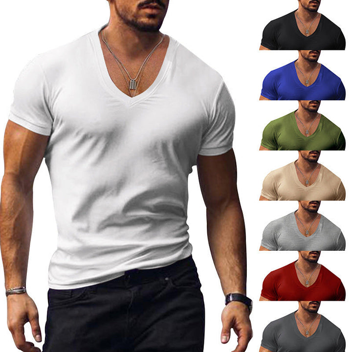 Herren lässiges V-Ausschnitt T-Shirt Drune