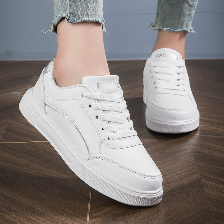 Damen nan niedrig geschnittener Kunstleder Sneaker mit holografischem Fersenbesatz Drune