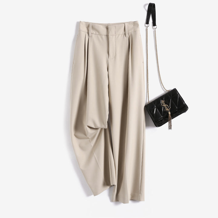 Damen Elegante, hoch taillierte und fließende Stoffhose Drune