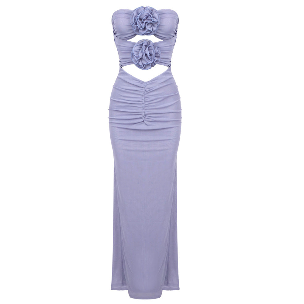 Damen Langes Abendkleid mit floralem Cut-Out und figurformendem Design Drune