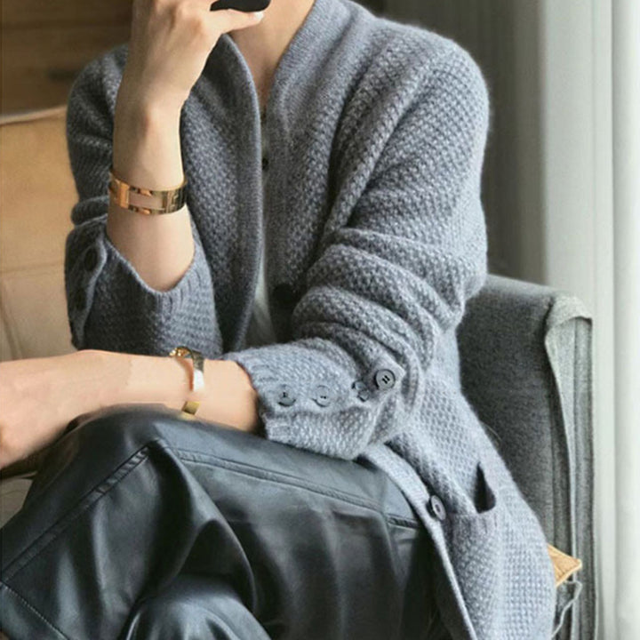 Damen Strickjacke mit strukturiertem Muster und praktischen Taschen Drune