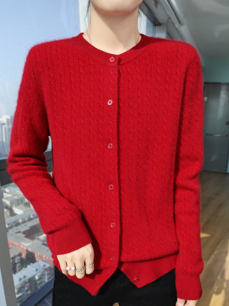 Damen Kurzgeschnitteter Feinstrick-Cardigan mit dezenter Struktur und Rundhalsausschnitt Drune