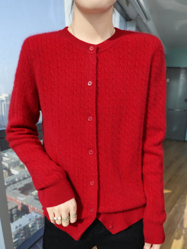 Damen Kurzgeschnitteter Feinstrick-Cardigan mit dezenter Struktur und Rundhalsausschnitt Drune