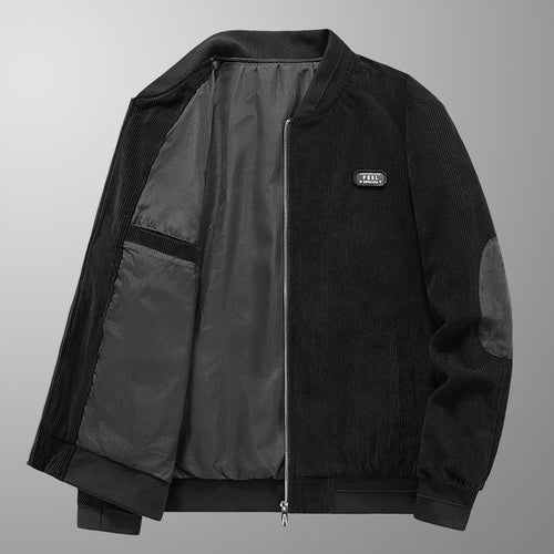 Herren Cord-Blouson im Bomberstil mit Ellbogenpatches und verdeckter Innentasche Drune