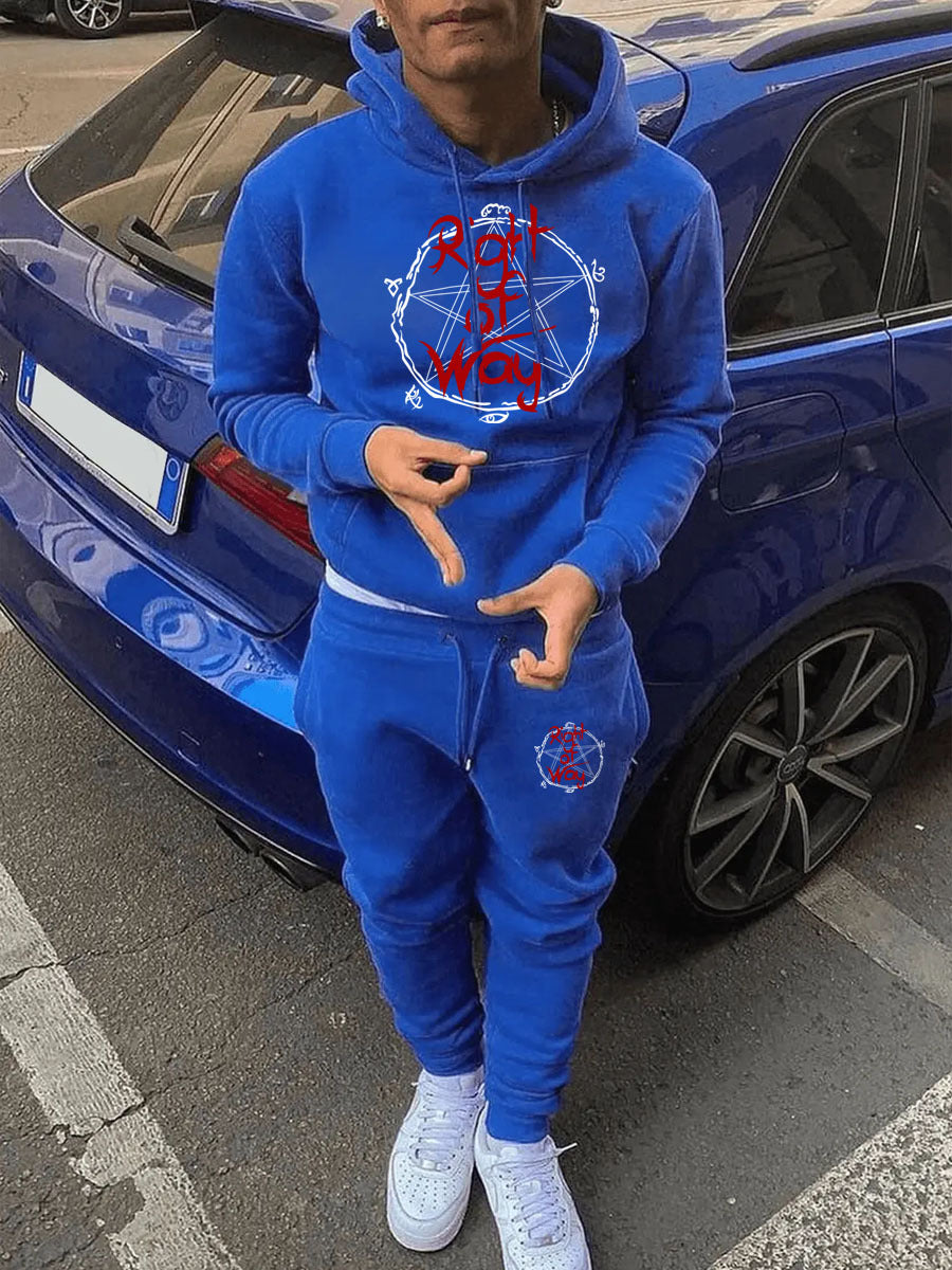Herren Sportlicher Kapuzenpullover und Jogginghose Set mit einzigartigem Grafikdruck Drune