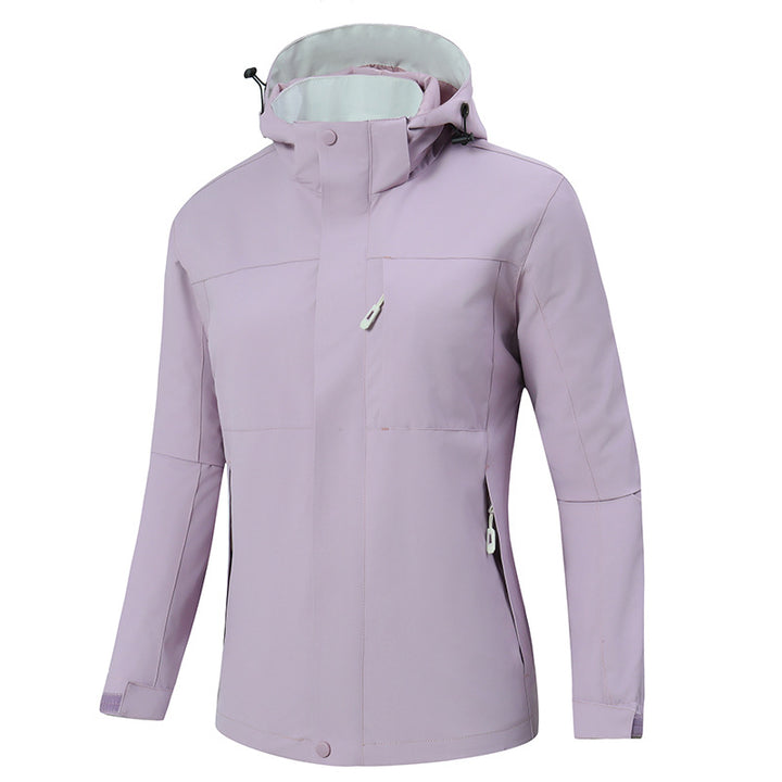 Herren Minimalistische wasserdichte Softshell‑Jacke mit kontrastfutter, verstellbarer Kapuze und verdeckten Reißverschlüssen Drune