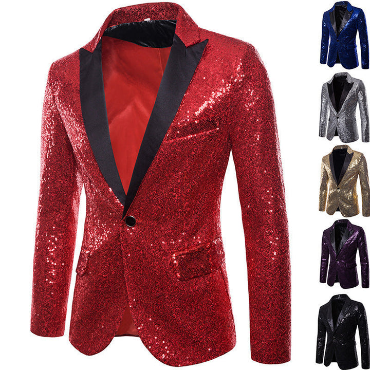 Herren glamouröser Pailletten Blazer Drune