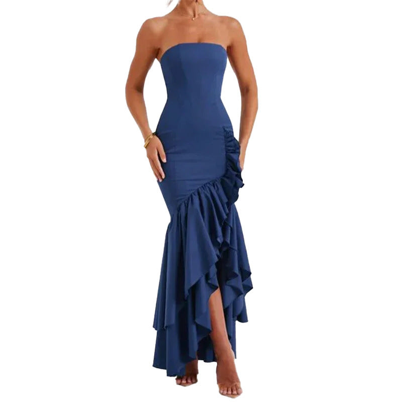 Damen Abendkleid mit beweglichem Rüschenrock und figurbetontem Oberteil Drune