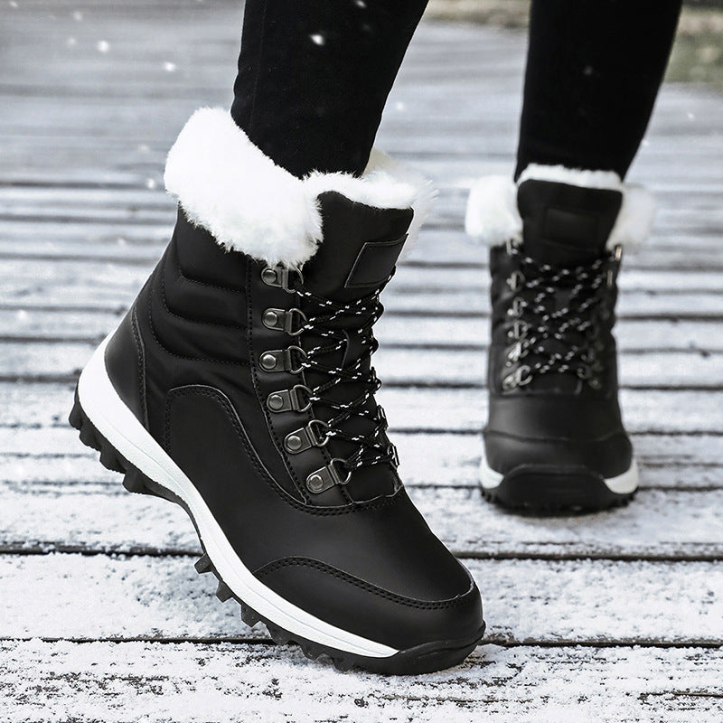 Damen Gefütterte Winterstiefelette für Schnee mit Kunstfellkragen, wasserabweisender PU‑Schutzschicht und griffiger Multiterrain‑Profilsohle Drune