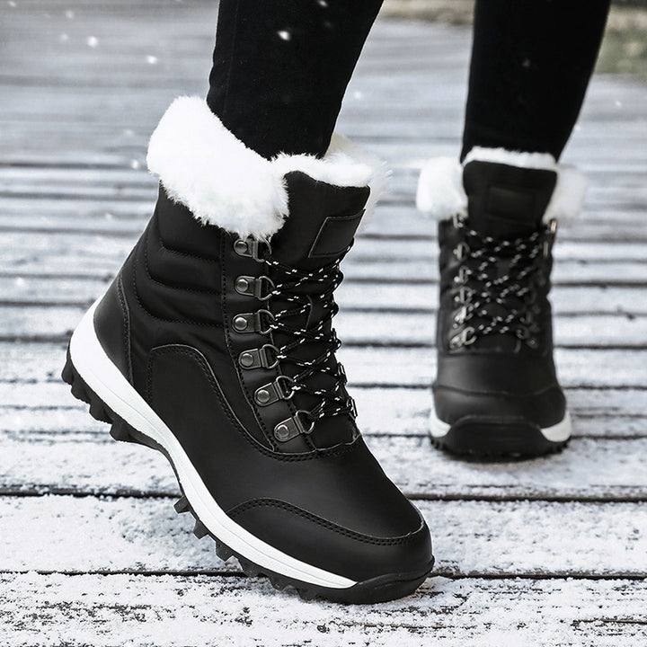 Damen Gefütterte Winterstiefelette für Schnee mit Kunstfellkragen, wasserabweisender PU‑Schutzschicht und griffiger Multiterrain‑Profilsohle Drune