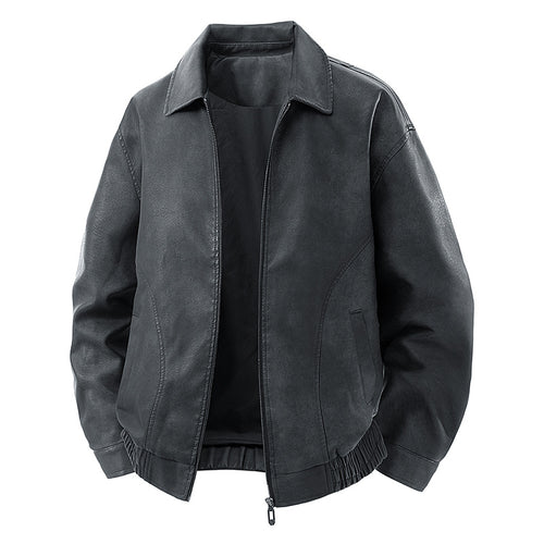 Herren legerer Lederblouson mit Reißverschluss und elastischem Saum Drune