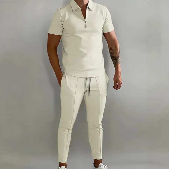 Herren Sportlicher Kurzarm Poloshirt und Hose Set