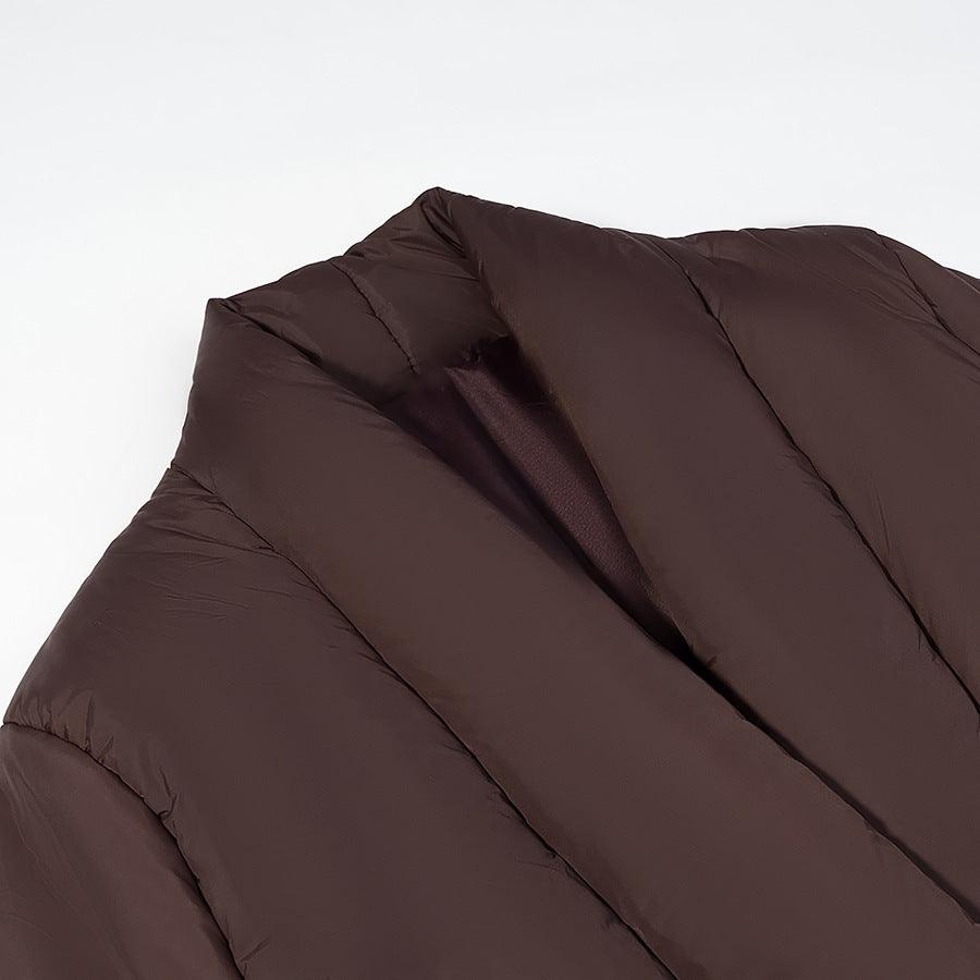 Damen gesteppte Taillengürtel-Steppjacke mit Schalkragen Drune