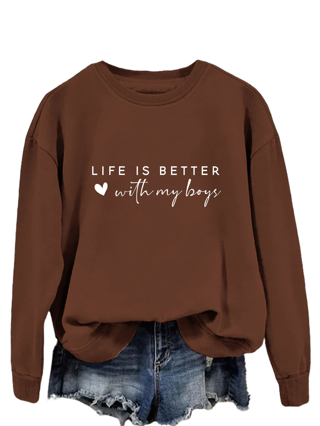 Damen gemütlicher Rundhals-Sweater mit inspirierendem Aufdruck Drune