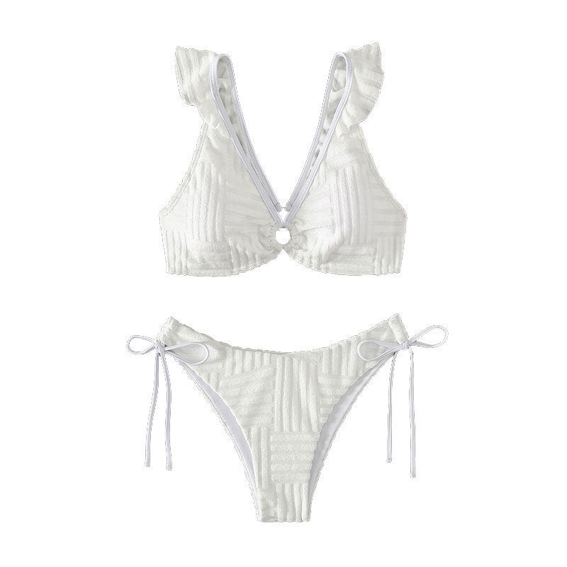 Damen Bikini-Set mit Rüschendetails und hohem Beinausschnitt Drune