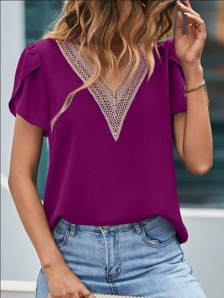 Damen Bluse mit Spitze Drune