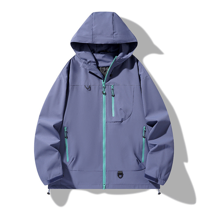 Herren wasserdichte Softshell-Kapuzenjacke mit verschweißten Nähten, verdeckter Brusttasche und verstellbarem Saum Drune