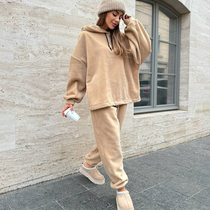 Damen Bequemes Fleece-Hoodie und Jogginghose Set Drune