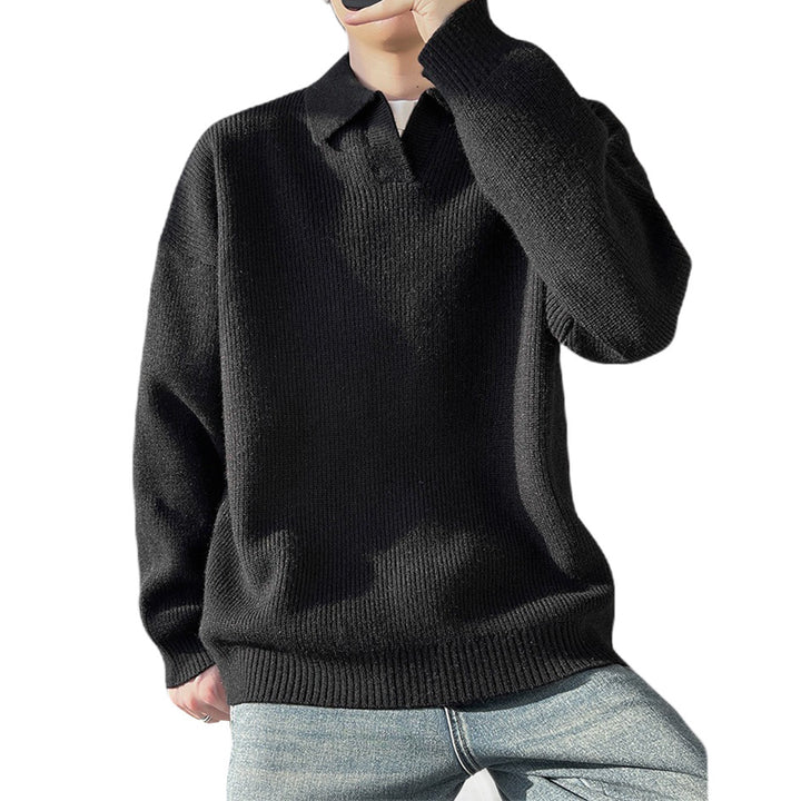 Herren Modischer Grobstrickpullover mit Kragen Drune