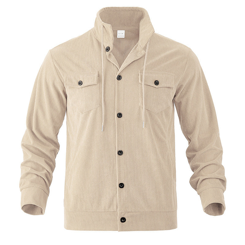 Herren stylische Kordjacke mit verstellbarem Kragen und praktischen Brusttaschen Drune