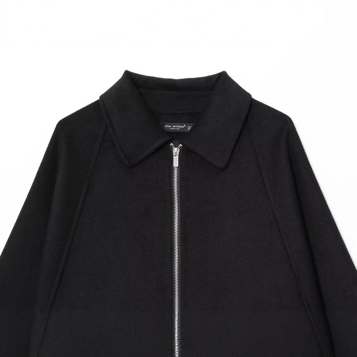 Damen nan kastiges Zip-Overshirt mit Hemdkragen, Raglanärmeln und verlängertem Saum Drune