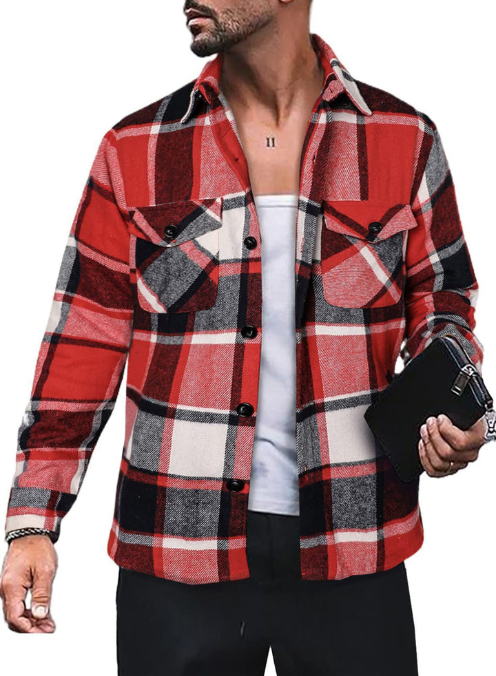 Herren Flanellhemd mit Karomuster und funktionalen Taschen Drune