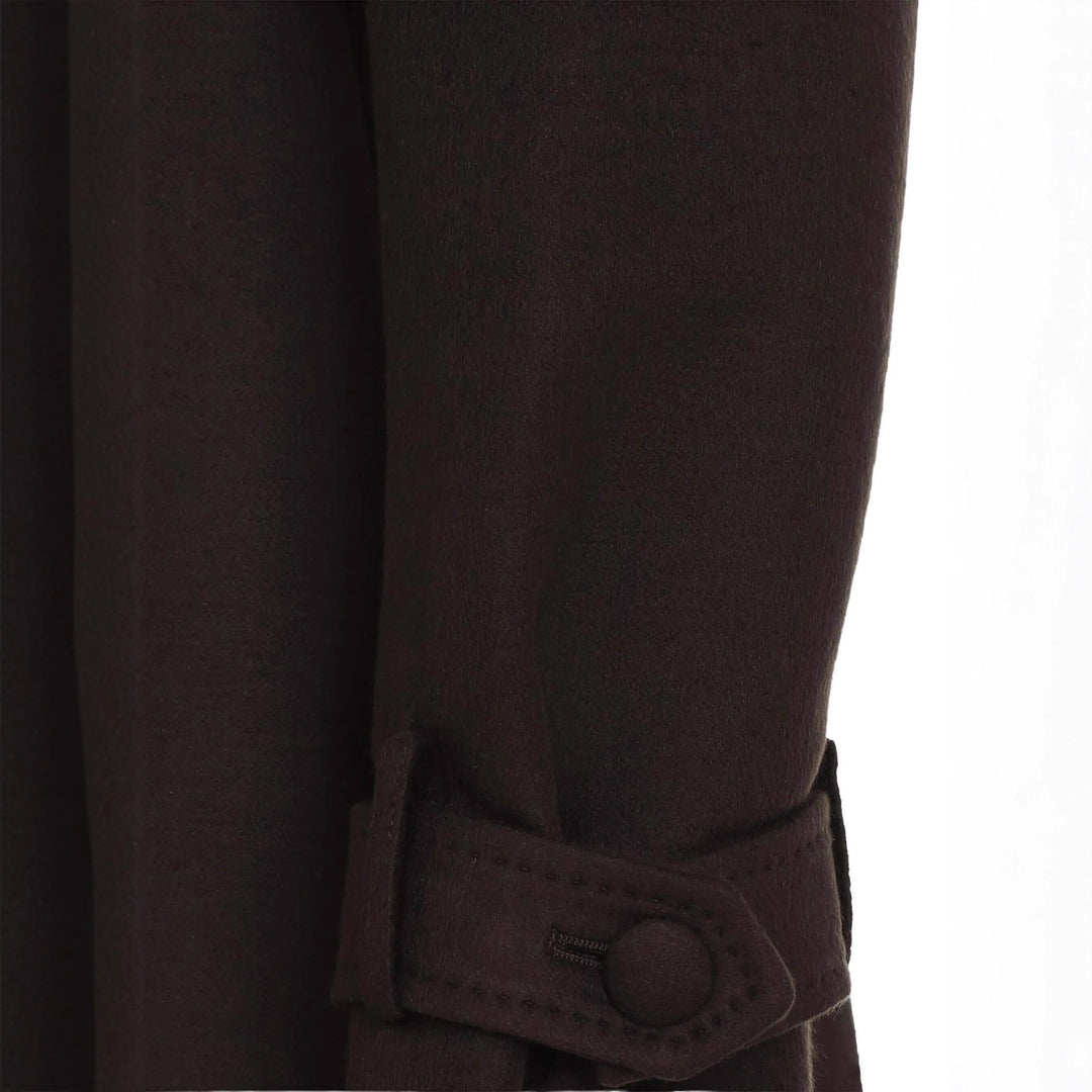 Damen Langer Doppelreihiger Wollmantel mit Schulterpatten Drune
