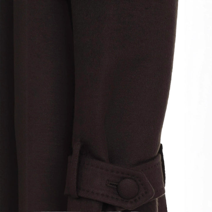 Damen Langer Doppelreihiger Wollmantel mit Schulterpatten Drune