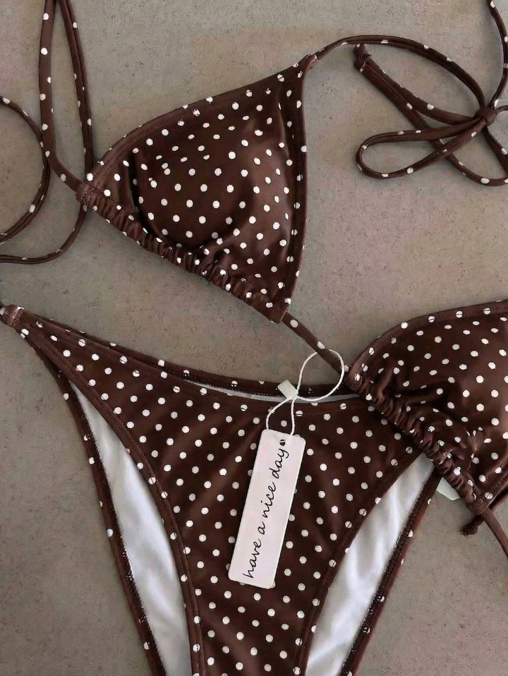 Damen Triangel-Bikini mit klassischem Punktmuster Drune
