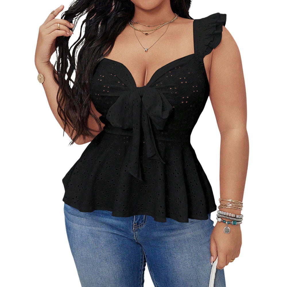 Damen Elegantes Oberteil mit Rüschen und Bindedetail Drune