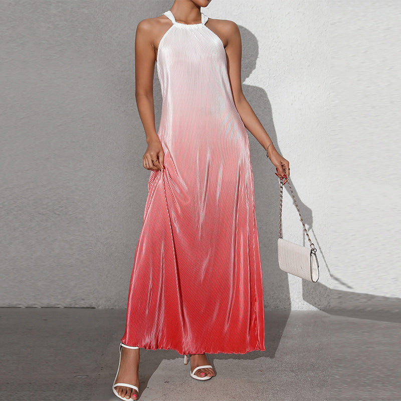 Drune | Gradient Spaghetti-Träger A-Linie Lange Kleid