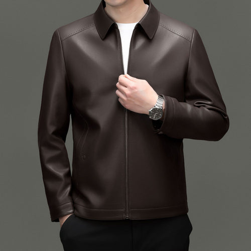 Herren Lederjacke mit modernem Schnitt und elastischen Bündchen Drune