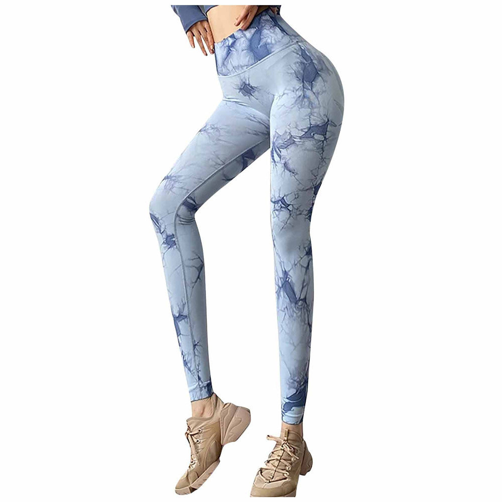 Damen Yoga-Leggings mit hohem Bund, Kompression & Batik-Optik Drune