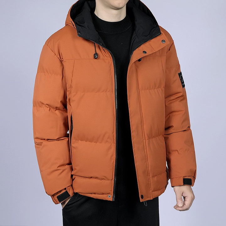 Herren Kurz geschnittene gesteppte Winterjacke mit Kapuze, winddichter Membran & verstellbaren Manschetten Drune