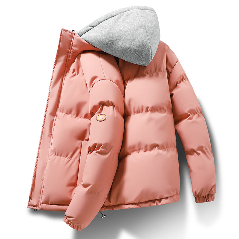 Herren kurz geschnittene Stepp‑Isolationsjacke mit integriertem Kapuzenlayer und Kordelzugsaum Drune