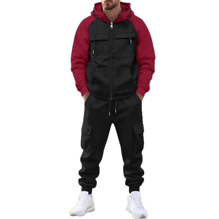 Herren Kapuzen-Sweatset mit Reißverschluss und funktionaler Cargohose Drune