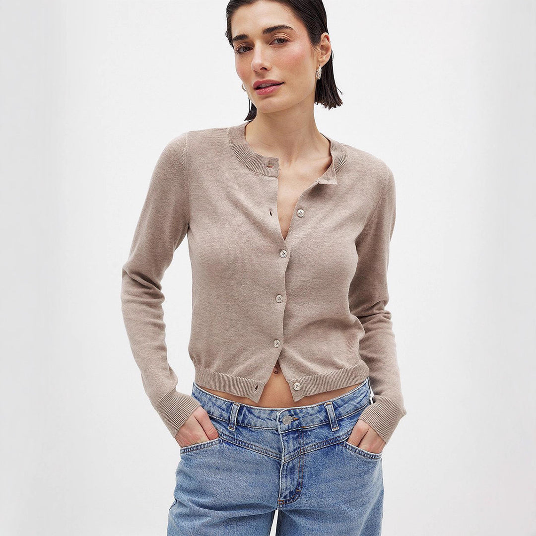 Damen Feiner Strickcardigan mit Knopfleiste und tailliertem Schnitt Drune