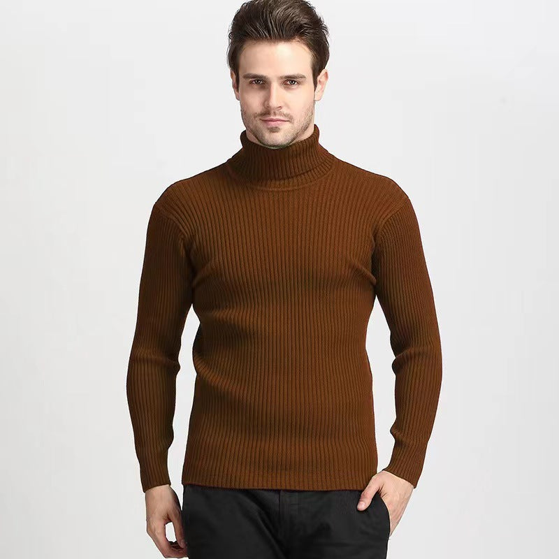 Herren nan Rippstrick Rollkragenpullover figurnaher elastischer Feinstrick Drune