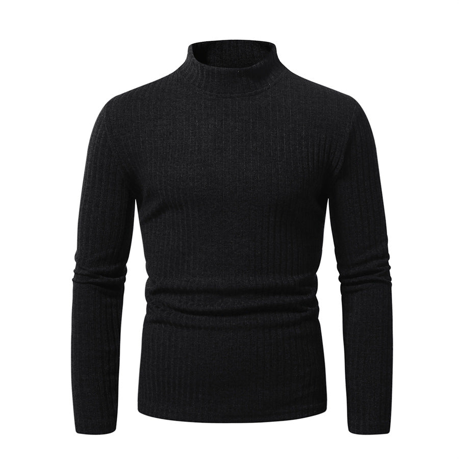 Herren Enganliegender Mockneck-Feinstrickpullover mit Rippstruktur und thermoregulierender Qualität Drune