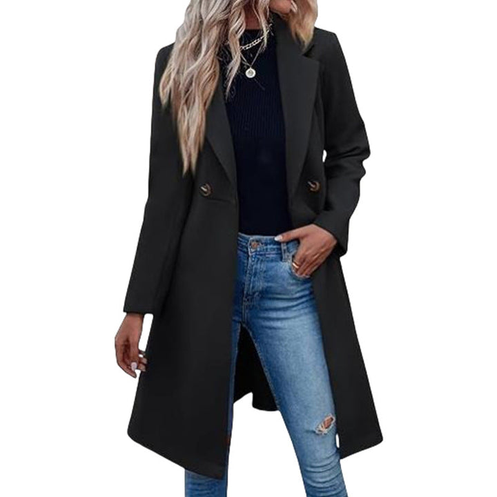 Drune | Damen Elegante Wickelmantel Doppelte Knöpfe Liste