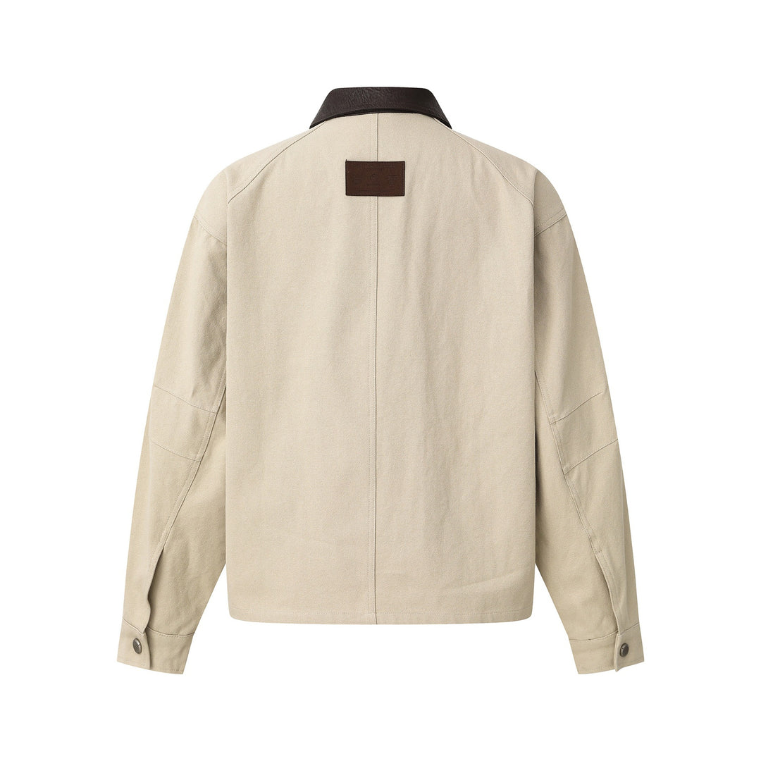 Herren Kurzjacke im Fieldstyle mit Cord‑Utilitytaschen und kontrastierendem Lederkragen Drune
