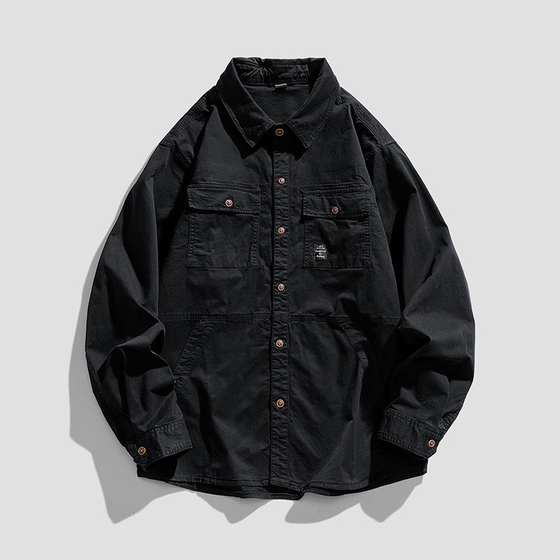 Herren Lässige Overshirt-Fieldjacke im Utility‑Stil mit Brust- und Eingrifftaschen Drune